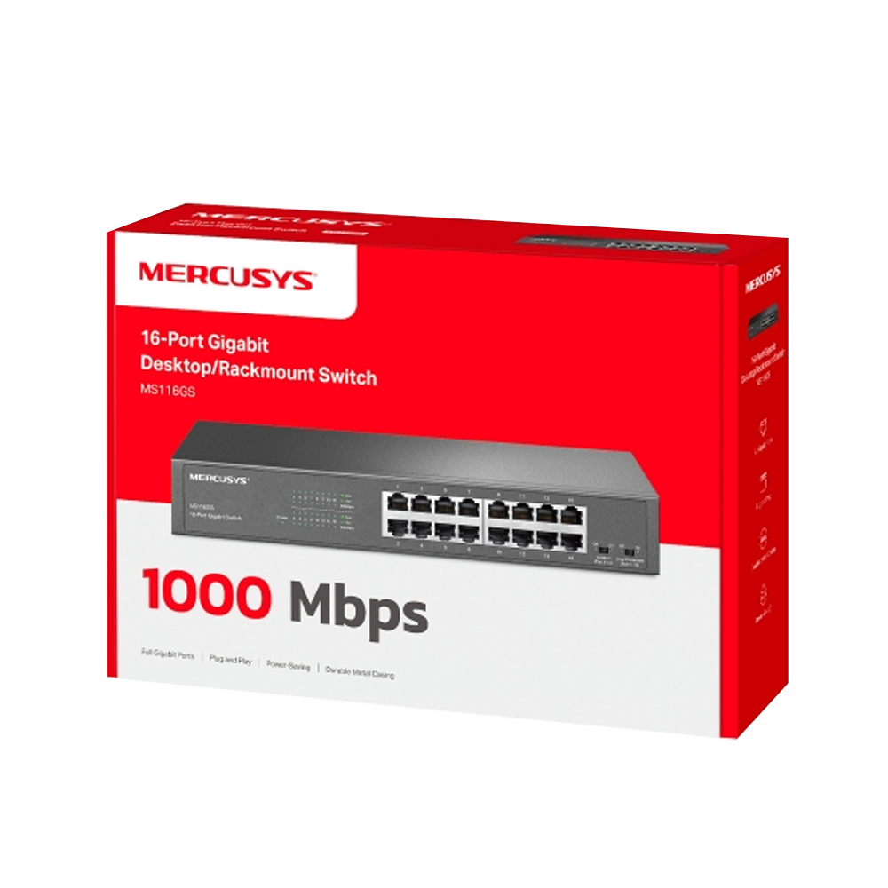 Mercusys MS116GS 16-Port 10/100/1000Mbps Gigabyte Desktop/Rackmount Switch