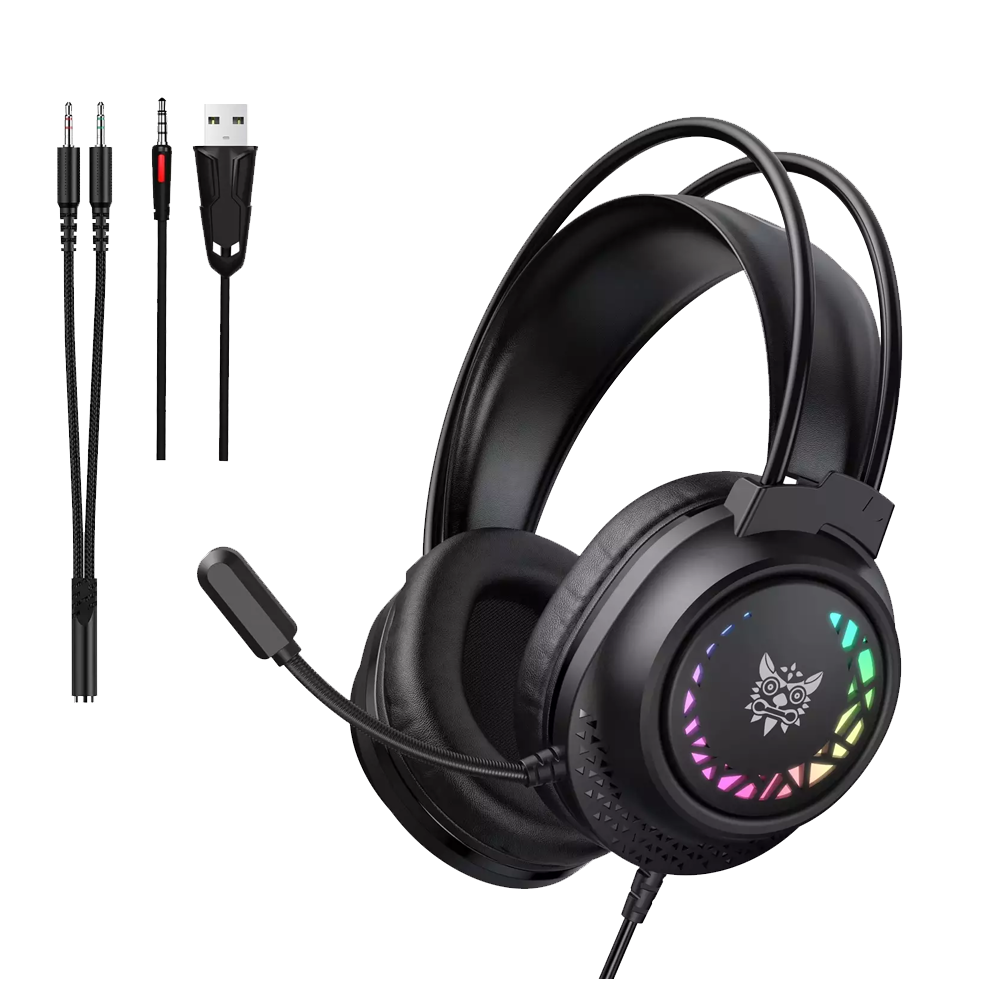 Onikuma X92 RGB Wired Gaming Headphone (One Socket 3.5mm With Converter + USB) - Black
