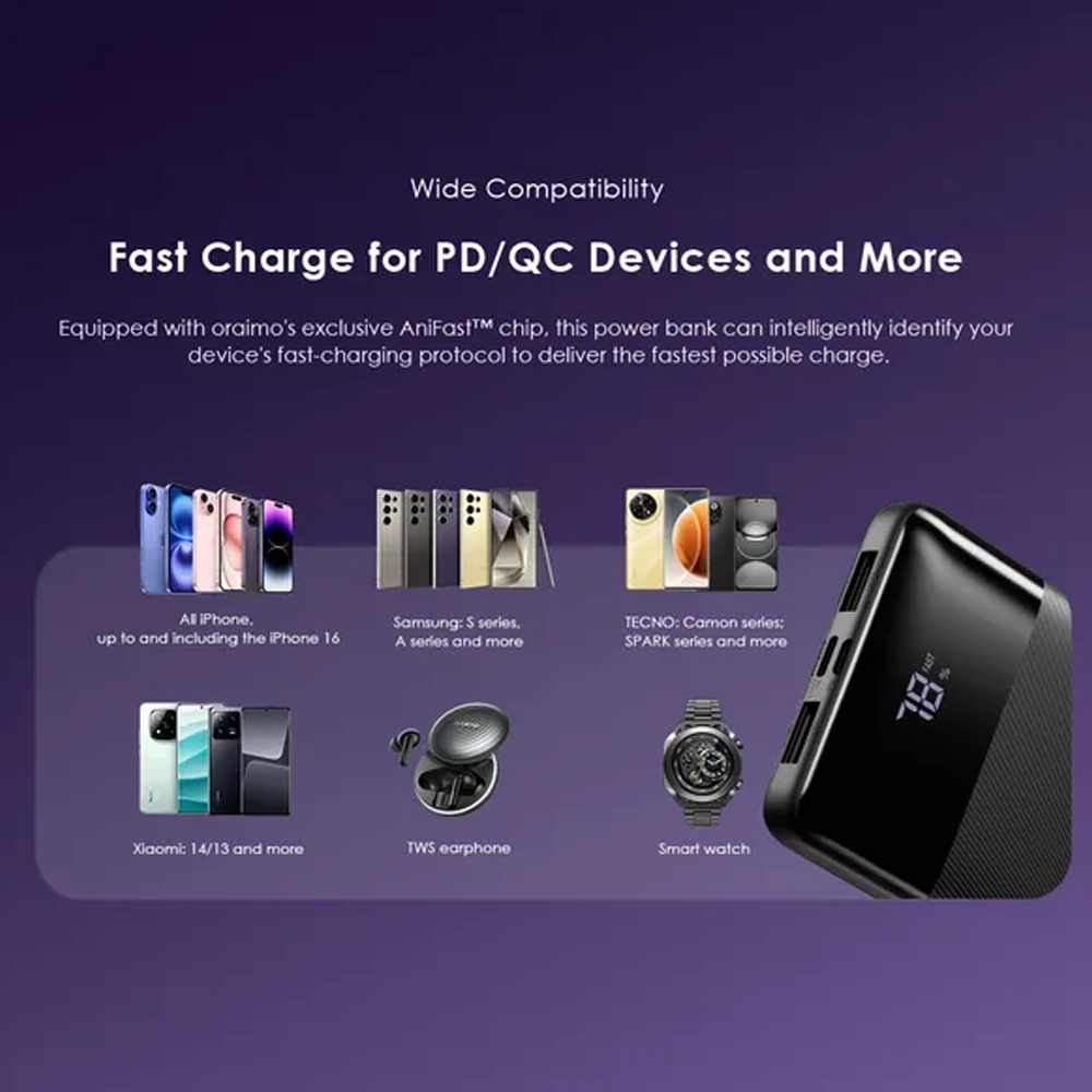 Oraimo Toast 22.5 Byte OPB-7100Q Super Fast Power Bank 10000mAh