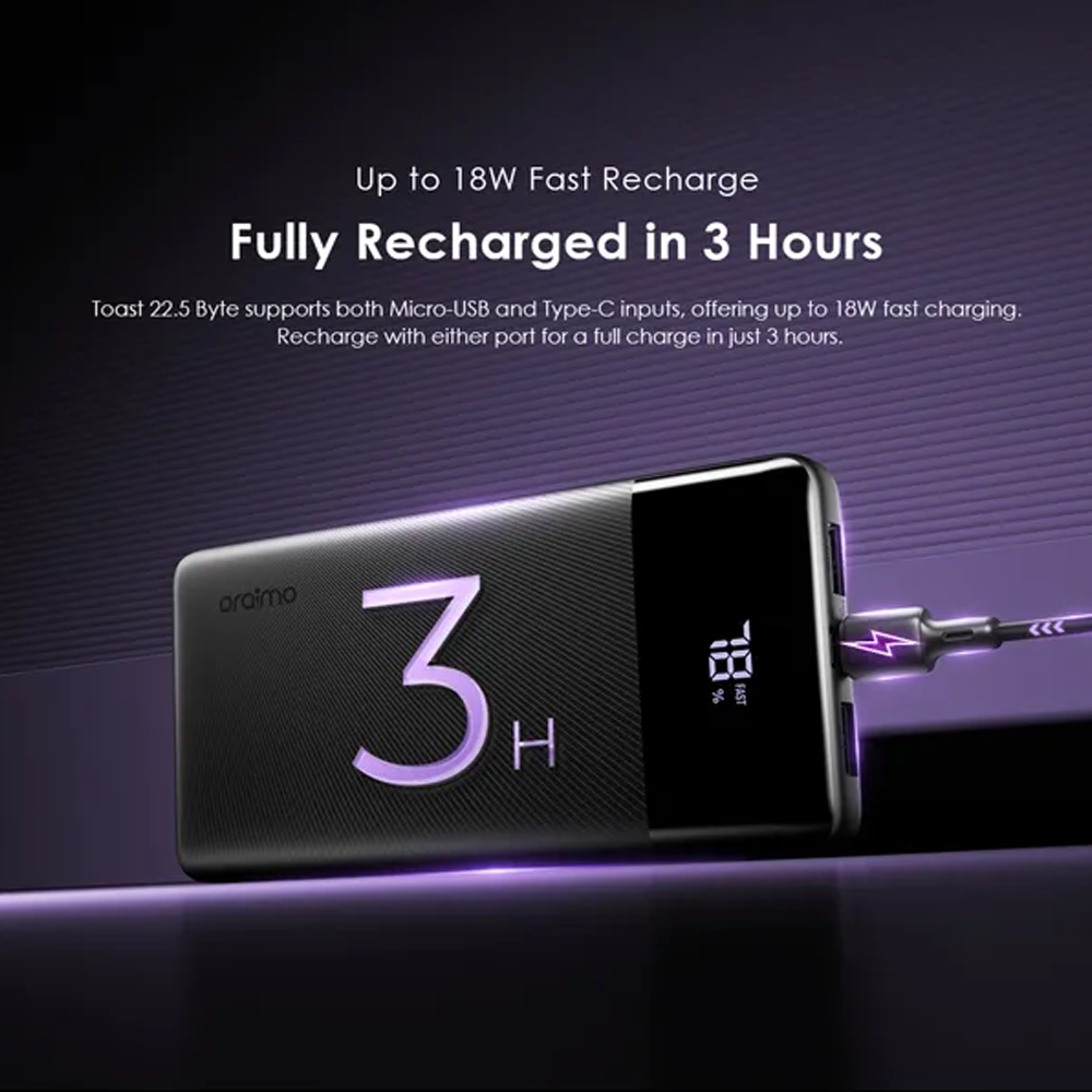 Oraimo Toast 22.5 Byte OPB-7100Q 22.5W Super Fast Power Bank 10000mAh - Black