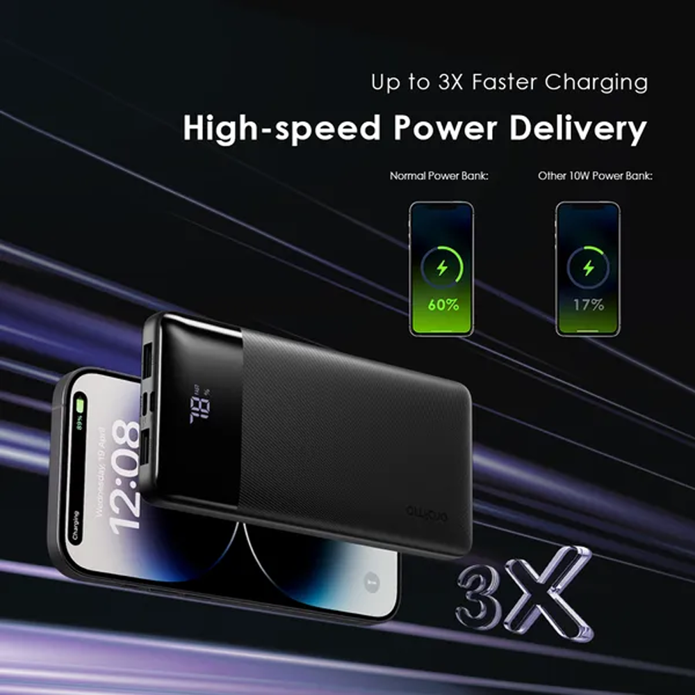 Oraimo Toast 22.5 Byte OPB-7100Q 22.5W Super Fast Power Bank 10000mAh - Black