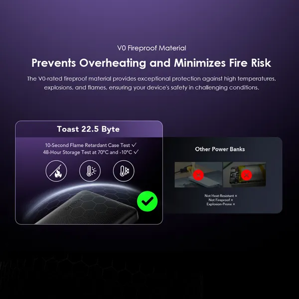 Oraimo Toast 22.5 Byte OPB-7100Q 22.5W Super Fast Power Bank 10000mAh - Black