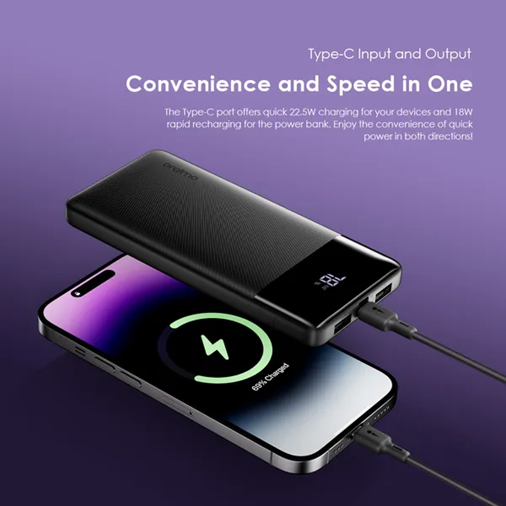 Oraimo Toast 22.5 Byte OPB-7100Q 22.5W Super Fast Power Bank 10000mAh - Black