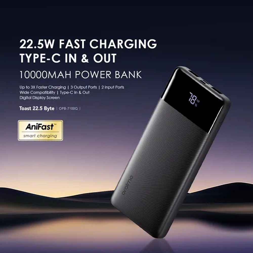 Oraimo Toast 22.5 Byte OPB-7100Q 22.5W Super Fast Power Bank 10000mAh - Black