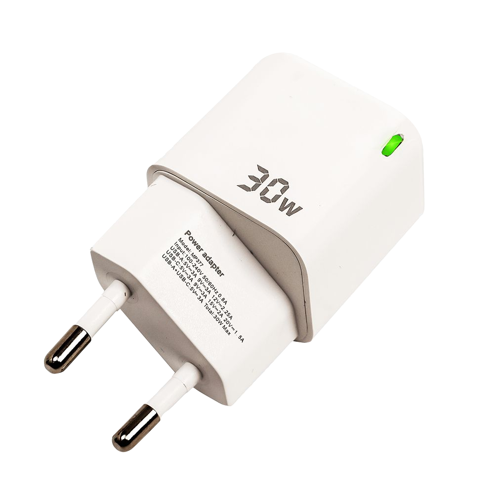 Plug 240V Lavvento Gan Mini 30W Mp377 (USB 3.0A + Type-C 3.0A) - White