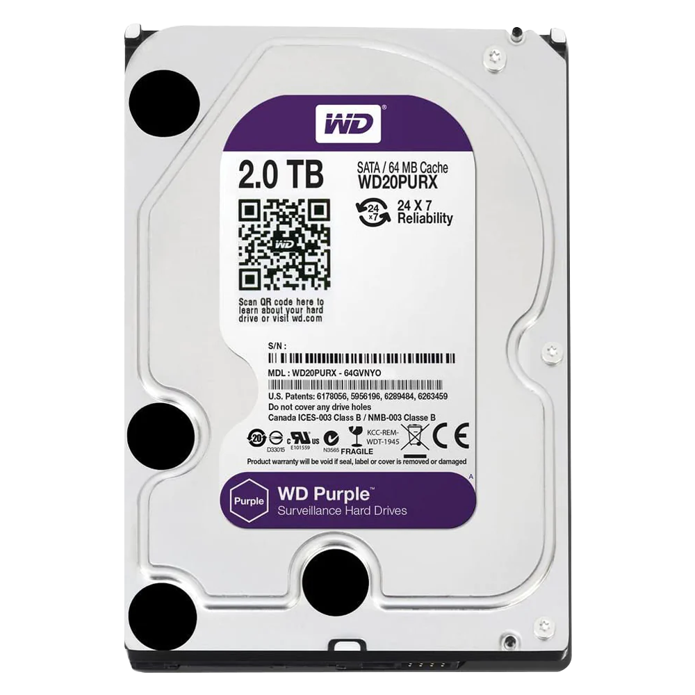 Western Digital Purple 2TB 3.5 Inch Surveillance HDD (3Y)