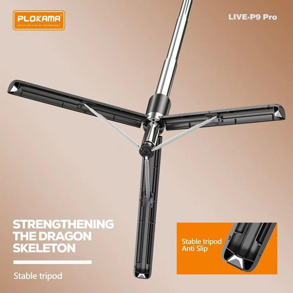 Plokama Live-P9 PRO LED Selfie Stick Tripod 1.70m With Remote Control