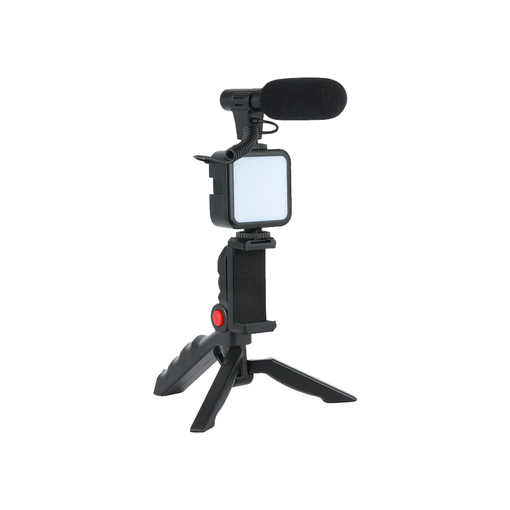 Plokama PK-771 Video Making KIT 5 in 1 (Tripod - LED Light 6.5cm - Microphone - Phone Holder - Remote Control)