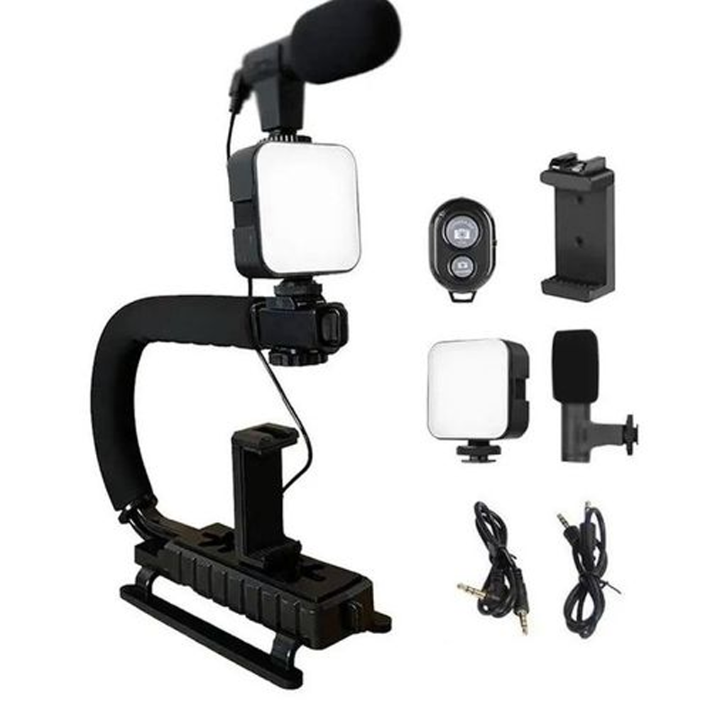 Plokama PK-777 Video Making KIT 5 in 1 (Tripod - LED Light 6.5cm - Microphone - Phone Holder - Remote Control)