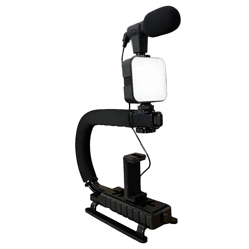 Plokama PK-777 Video Making KIT 5 in 1 (Tripod - LED Light 6.5cm - Microphone - Phone Holder - Remote Control)