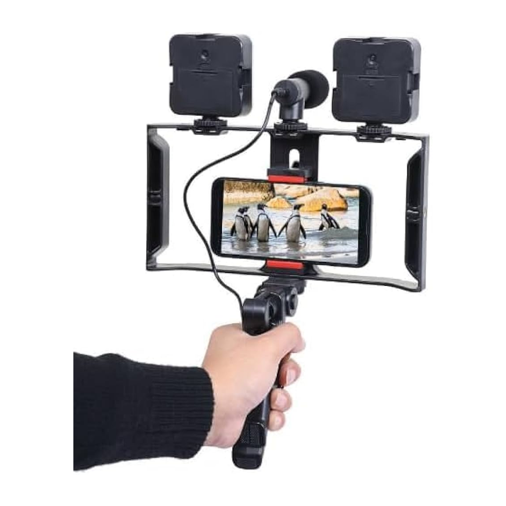 Plokama PK-778 Video Making KIT 5 in 1 (Tripod - LED Light 6.5cm - Microphone - Phone Holder - Remote Control)