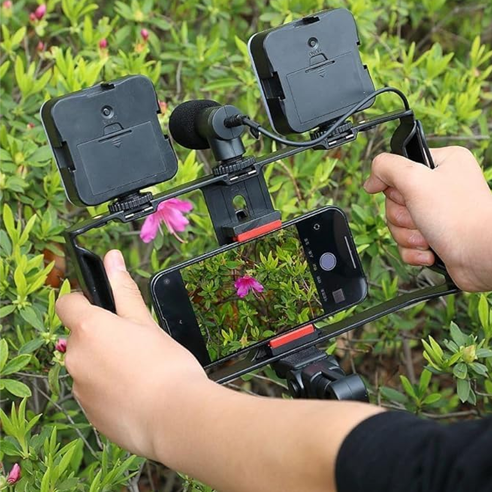 Plokama PK-778 Video Making KIT 5 in 1 (Tripod - LED Light 6.5cm - Microphone - Phone Holder - Remote Control)