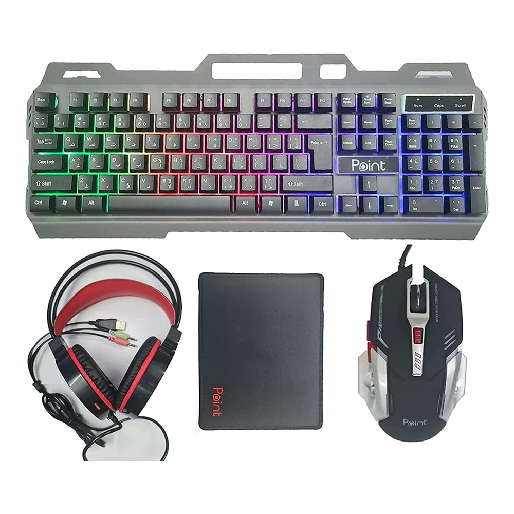 Point PT-100 4-in-1 Wired Gaming Keyboard + Mouse + Headphone + Mouse Pad Combo