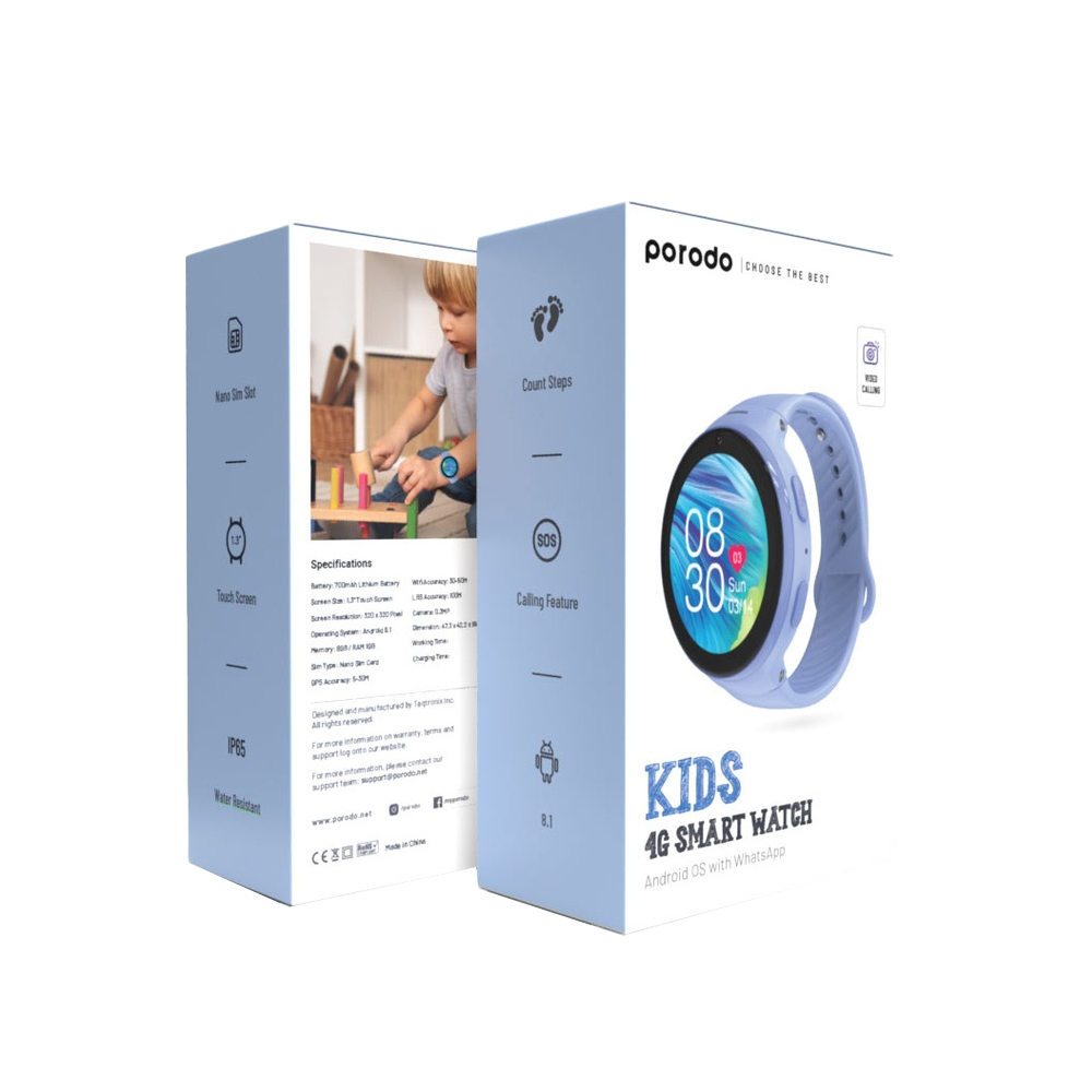 Porodo Kids 4G Smart Watch - Blue