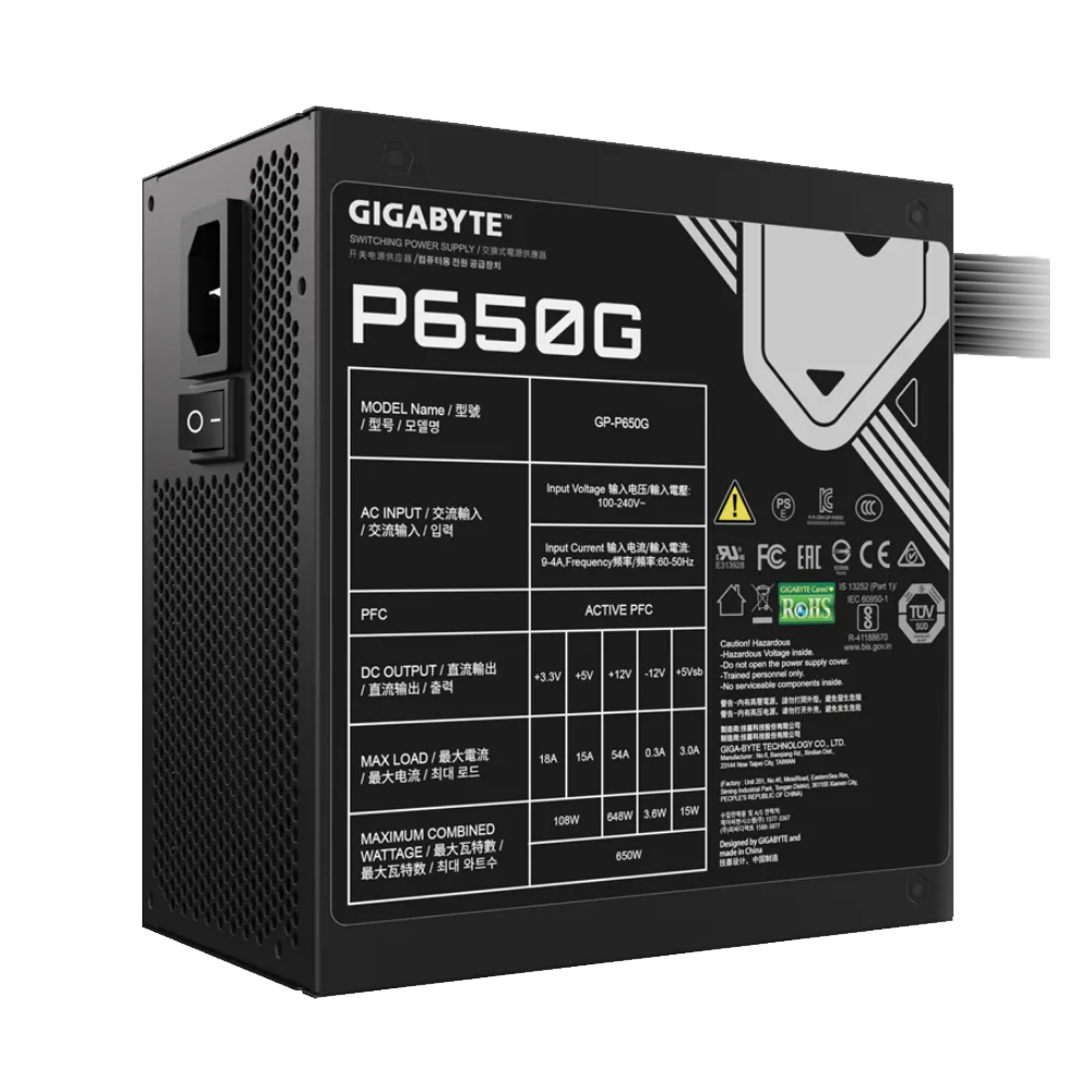 Gigabyte P650G 80 PLUS Gold Power Supply (650W)