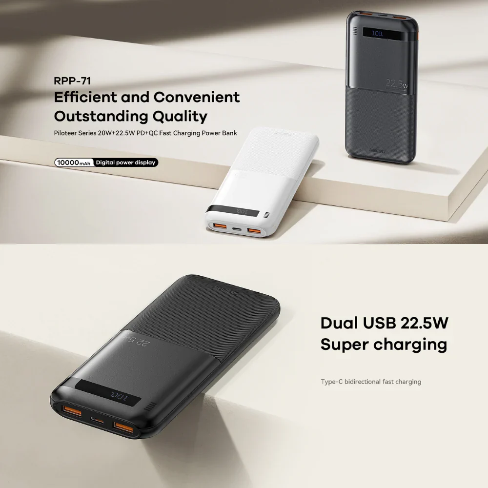 Remax RPP-71 Piloteer Series Power Bank 10000mAh 20W+22.5W - White