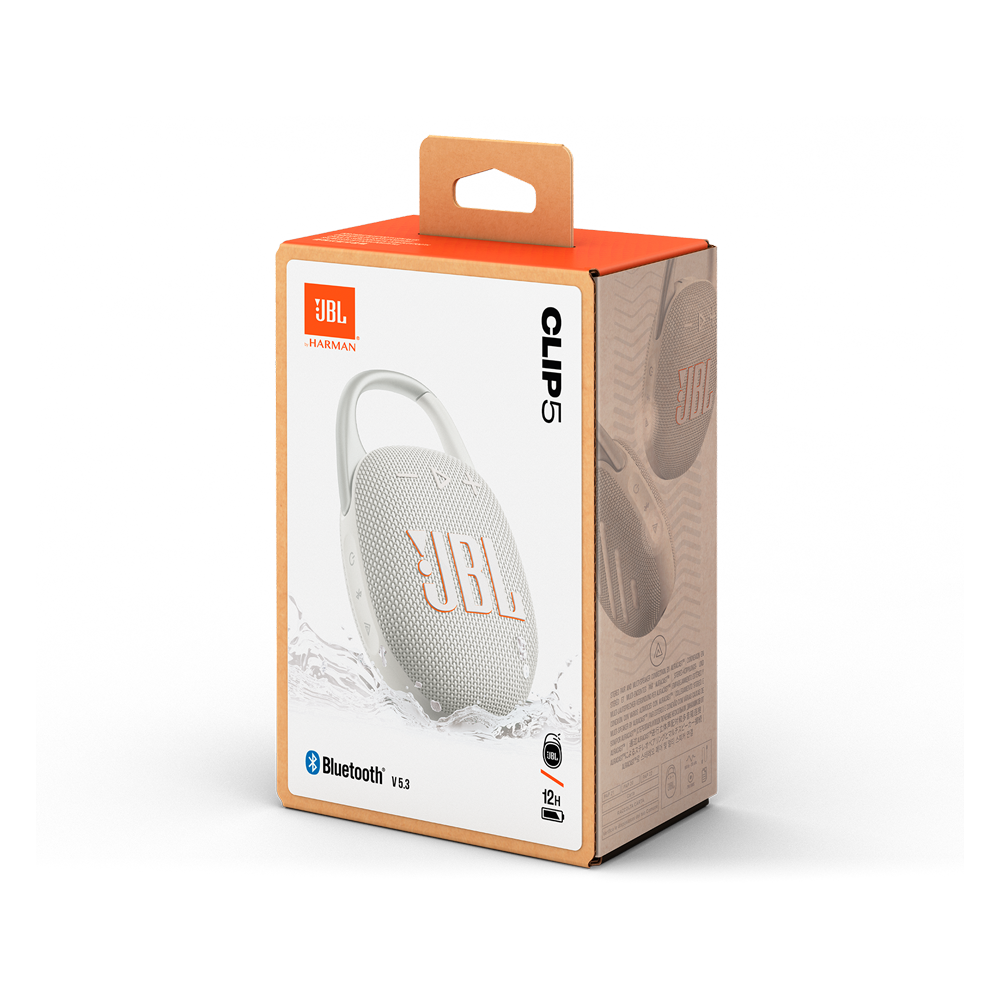 JBL Clip 5 Portable Bluetooth Speaker - White