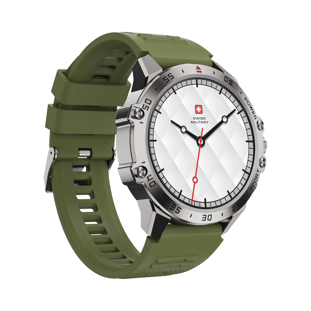 Swiss Military DOM 5 Smart Watch - Silver Metal Case With Green Silicone Strap