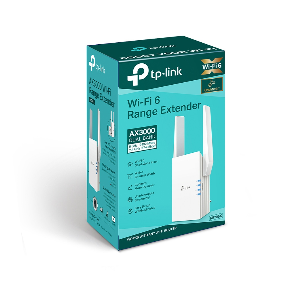TP-Link RE705X AX3000 Dual Band 3000Mbps Wi-Fi 6 Range Extender (1 Port - 2 Antenna)