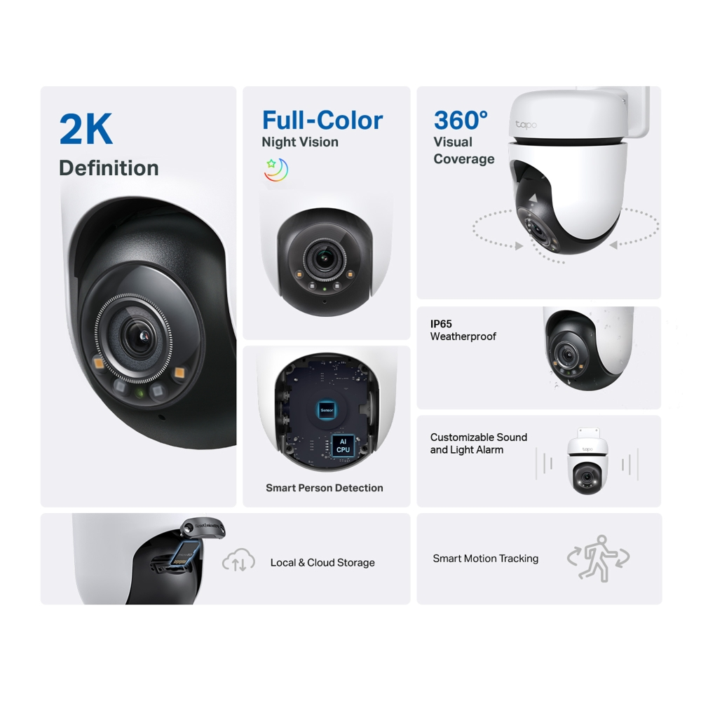 TP-Link Tapo TC41 Pan/Tilt 2K/3MP 3.9mm Outdoor Security Wi-Fi Camera (Color Night Vision)