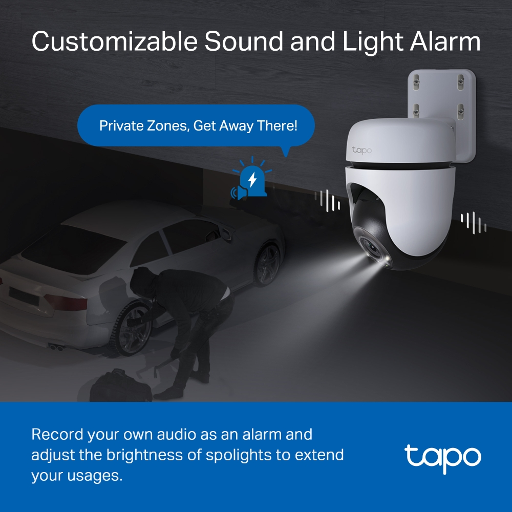 TP-Link Tapo TC41 Pan/Tilt 2K/3MP 3.9mm Outdoor Security Wi-Fi Camera (Color Night Vision)