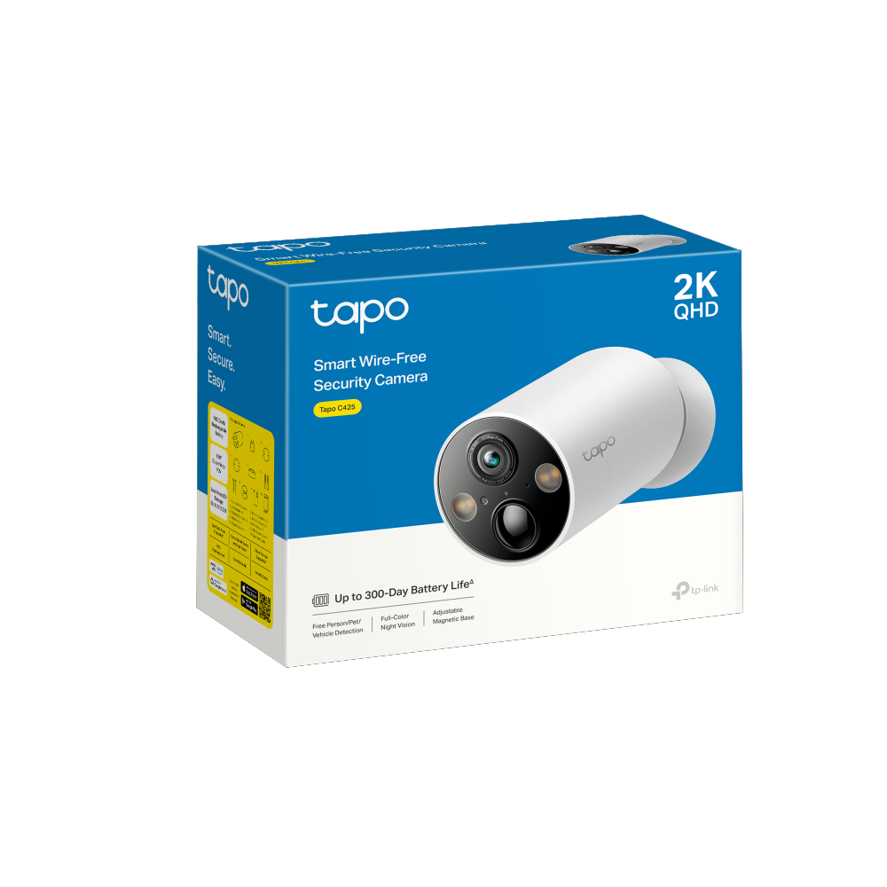 TP-Link Tapo C425 Rechargeable Smart Wire-Free 2K/4MP 2.1mm Outdoor Security Wi-Fi Camera