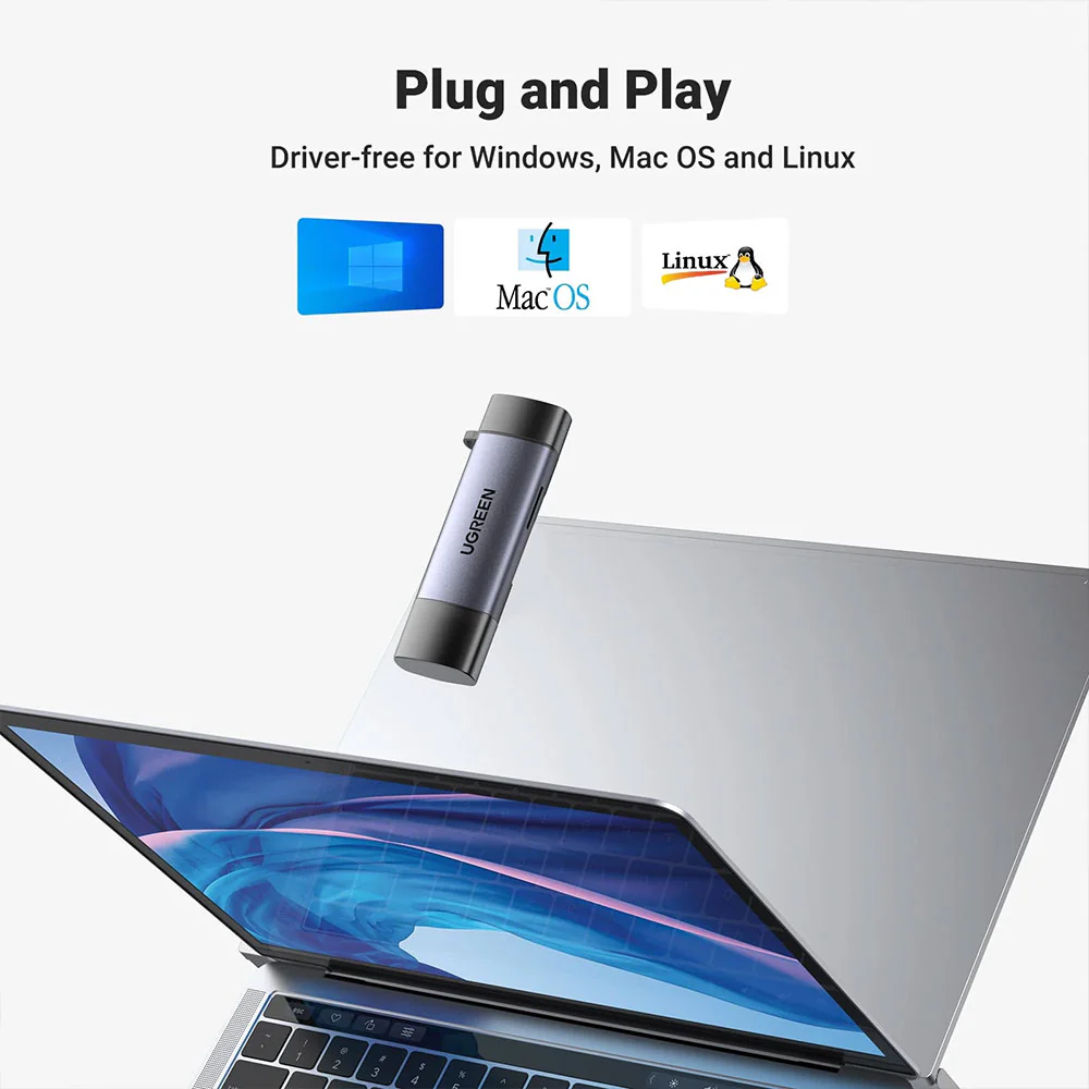 Ugreen 50706 CM185 2-in-1 Type-C + USB 3.0 SD/TF Card Reader