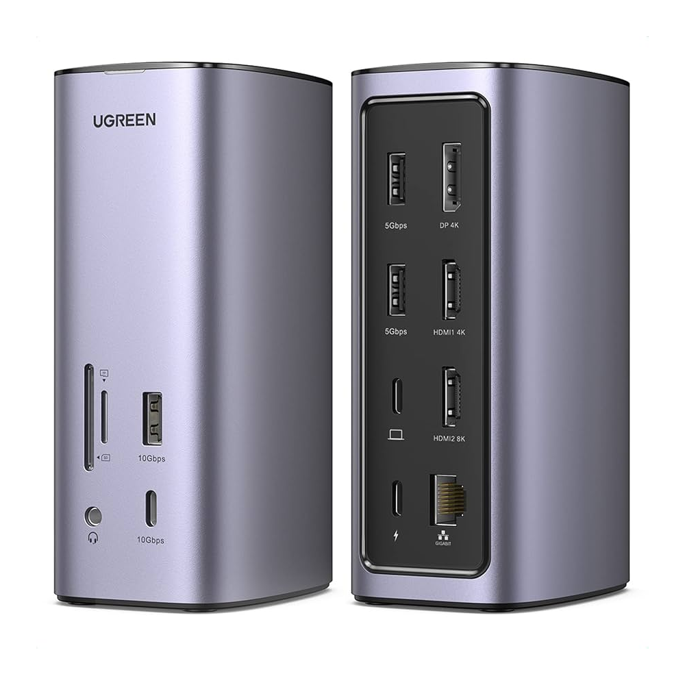 Ugreen 90325 CM555 12-in-1 Type-C Multifunction Docking Station (Type-C - 3 USB 3.0 - 3.5mm Audio - SD/TF Card Slot - Display - 2 HDMI - RJ45)