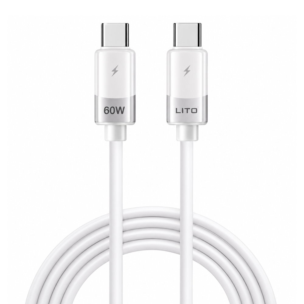 LITO LD07CC Type-C to Type-C 60W Silicone Cable 1m -White