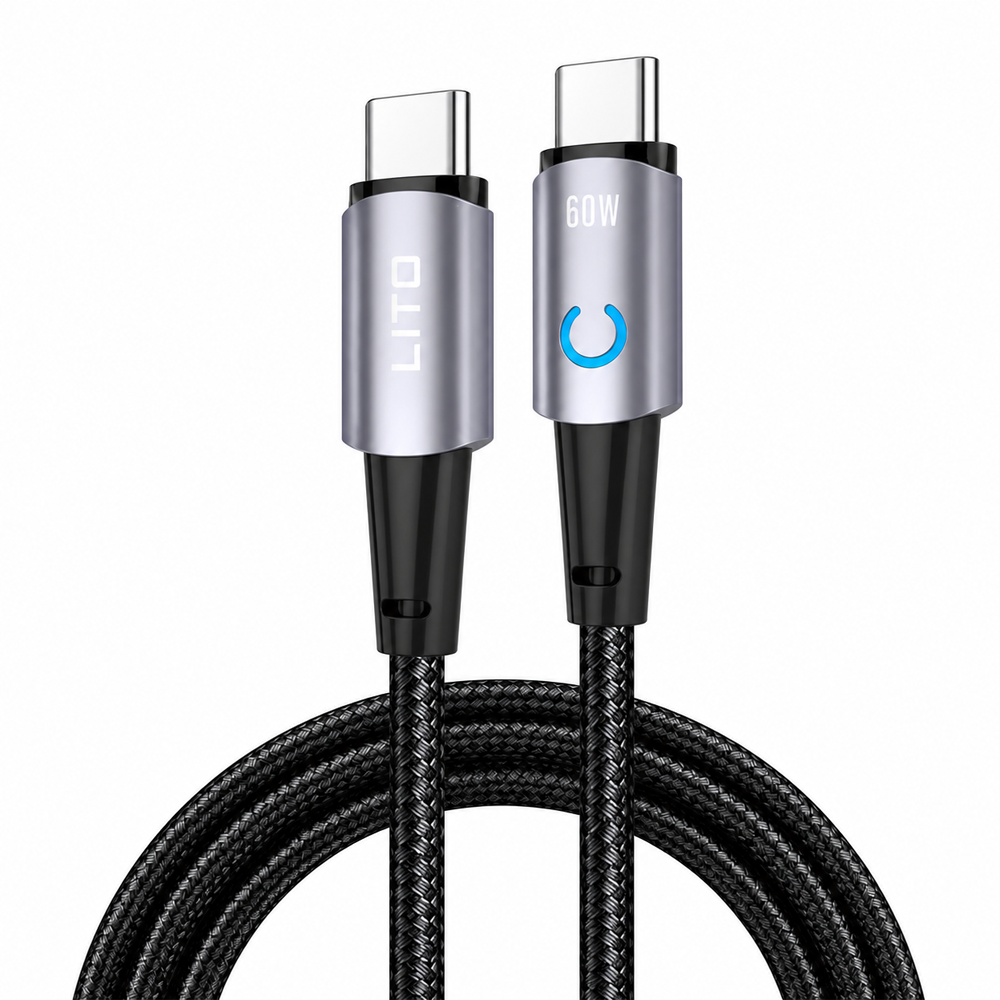 LITO LD10CC Type-C to Type-C 60W Metal Cable 1m - Black