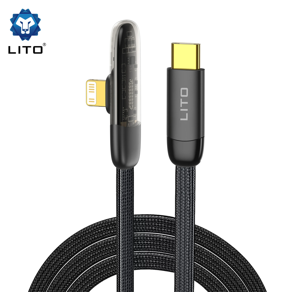 LITO LD11CL Type-C to Lightning 30W 90° Elbow Cable 1m - Black