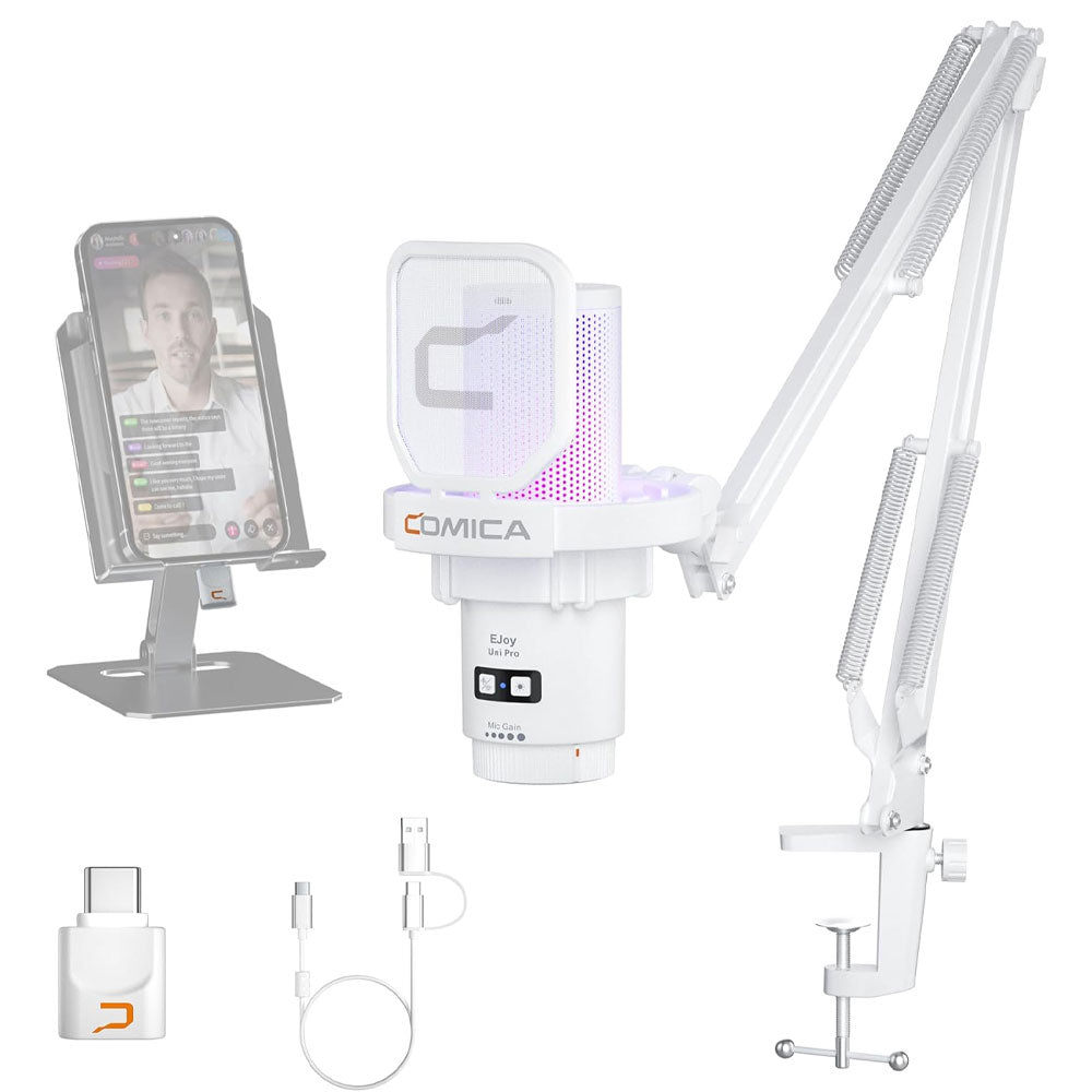 Comica EJoy Uni Pro RGB Wireless/USB-C Microphone - White