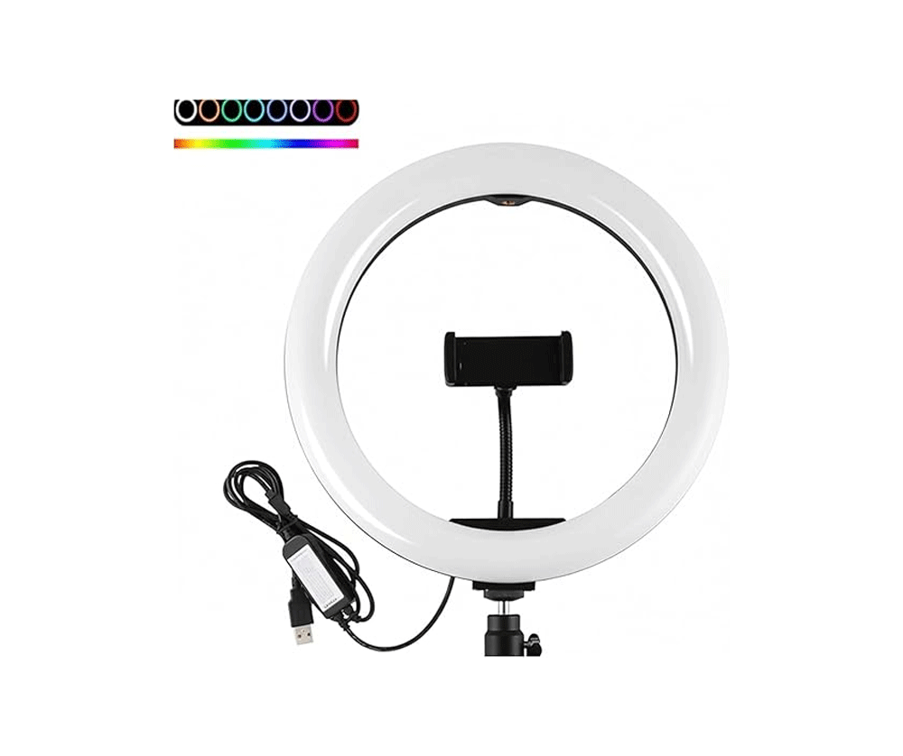 MJ-26 10-Inch RGB Ring Ligh with Phone Holder