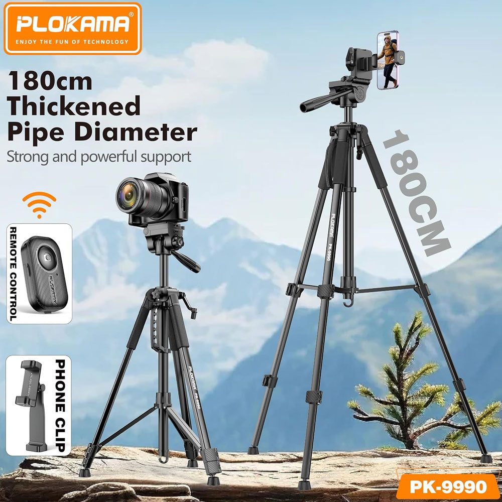 Plokama PK-9990 Camera/Camcorder Tripod 1.80m with Remote Control