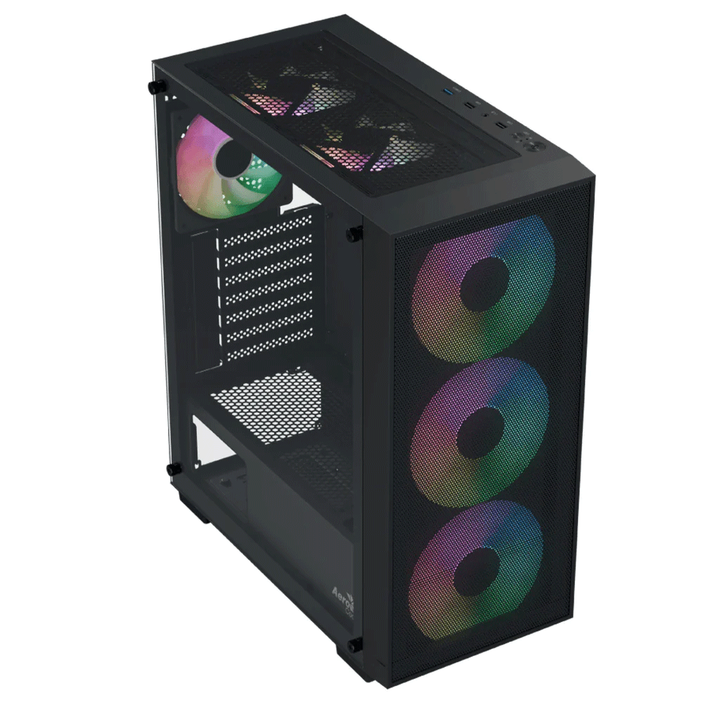 AeroCool B509A Flow ARGB Gaming Mid Tower Case + Lux 80 Plus Bronze 650W Power Supply - Black
