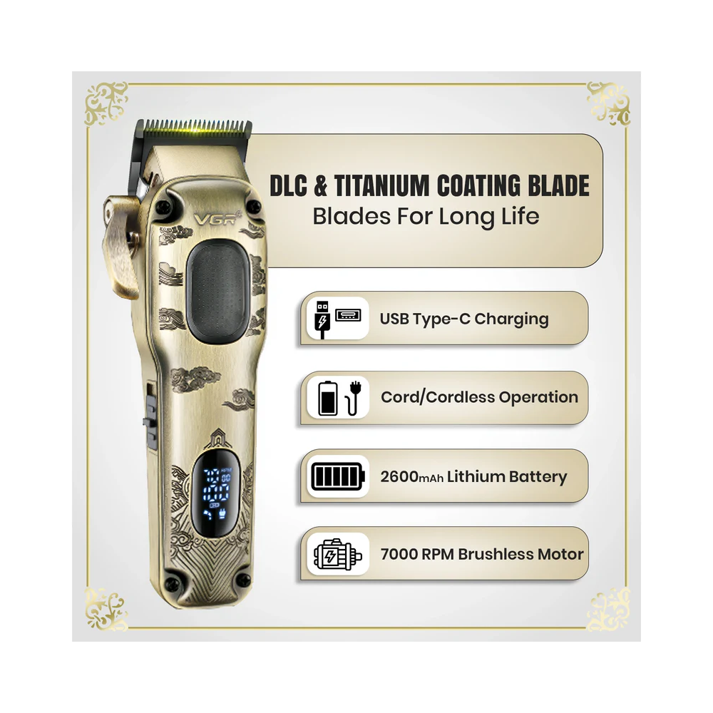 VGR V-027 Professional Hair Clipper - Gold