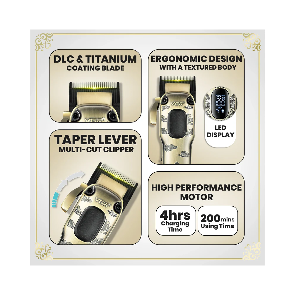 VGR V-027 Professional Hair Clipper - Gold