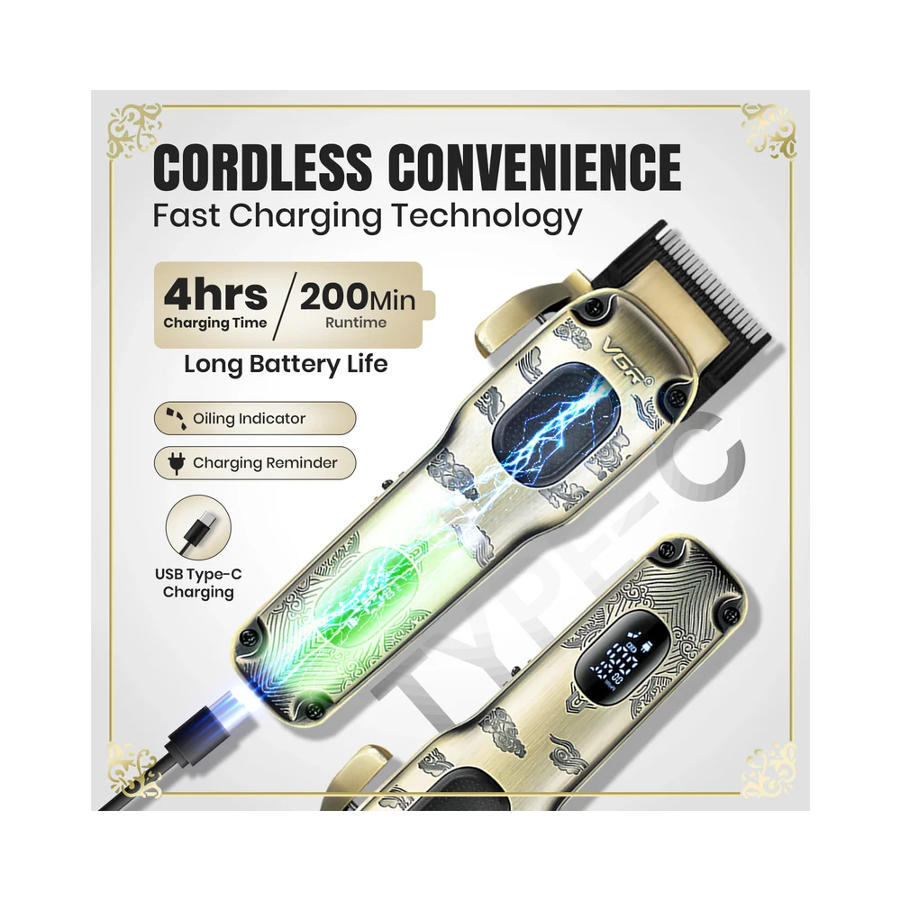 VGR V-027 Professional Hair Clipper - Gold