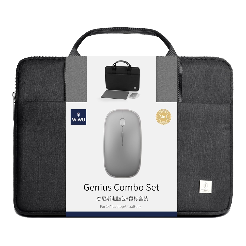 WIWU Genius Combo Set 15.6 Inch Laptop HandBag With Mouse and Mouse Pad
