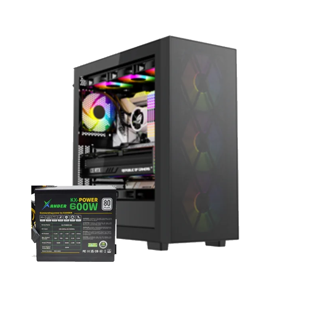 Xander Hulk RGB Mid Tower Case + 80 Plus 600W Power Supply