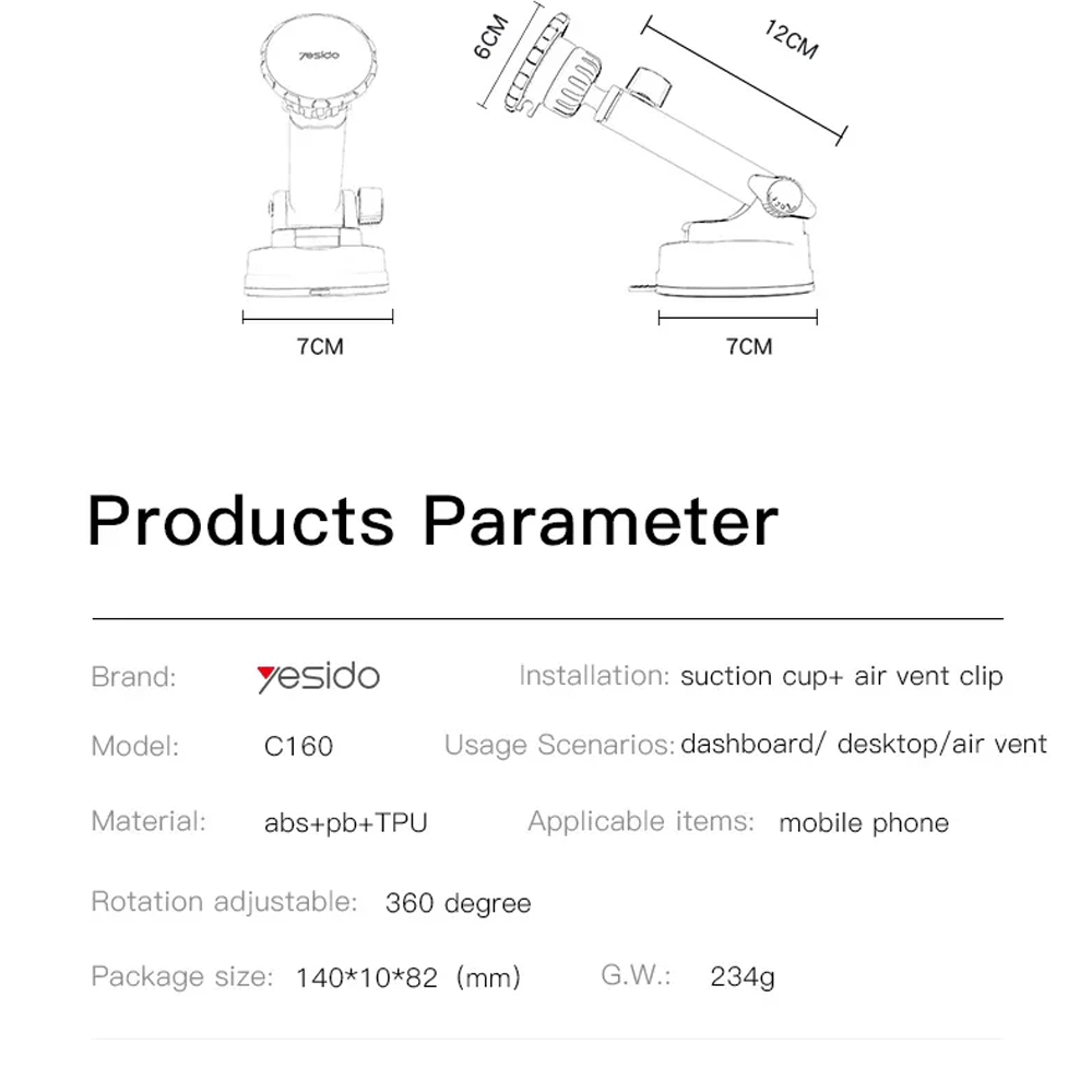 Yesido C160 Magnetic Car Mobile Holder