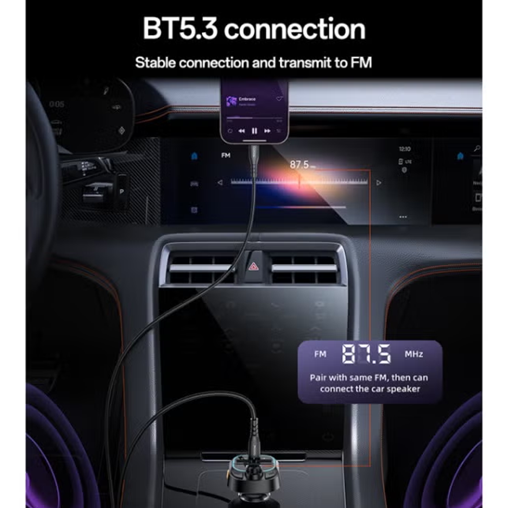 Yesido Y70 FM Transmitter & USB + Type-C 15W Charger
