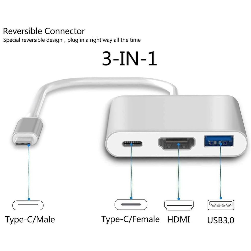HUB Type-C To (HDMI - USB 3.0 - Type-C PD) Zero 3 in 1