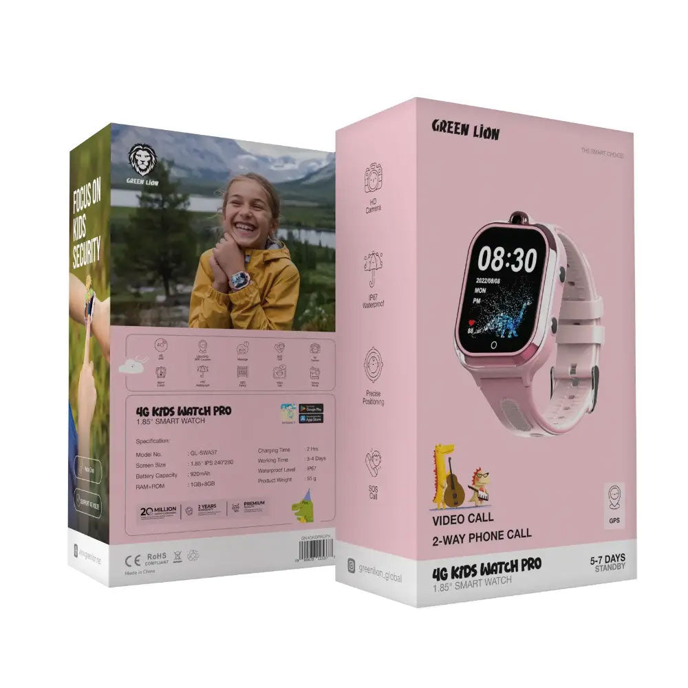 Green Lion 4G Kids Watch Pro Smart Watch - Pink