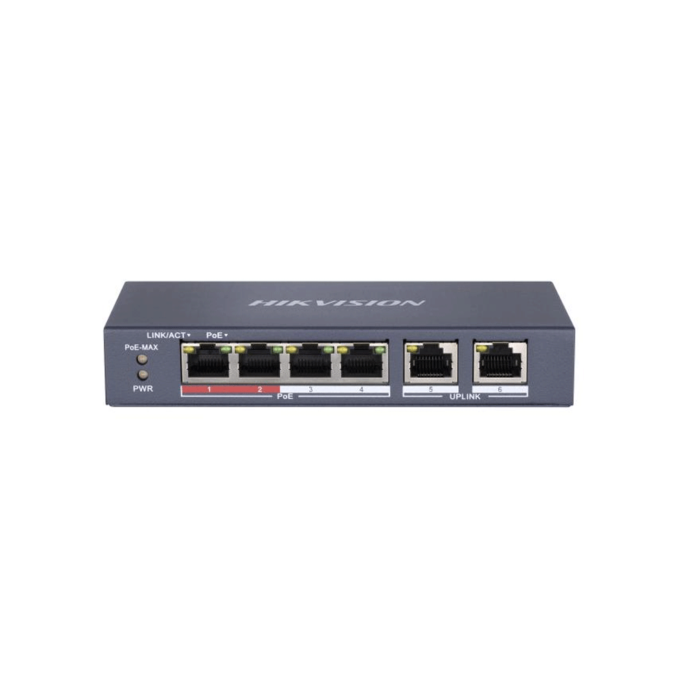 Hikvision DS-3E0106P-E/M 6-Port (4 Port PoE + 2 Port Uplink) 10/100Mbps Unmanaged Switch