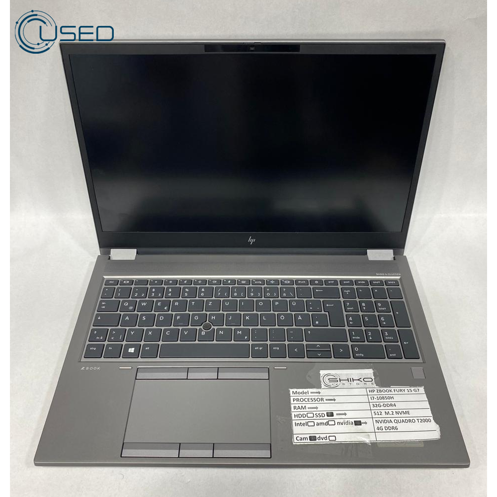 Laptop Used Workstation HP ZBook Fury 15 G7 (I7/10850H - 32G DDR4 - 512g M.2 NVMe - Quadro T2000 4G DDR6 - Cam - 15.6 Inch)