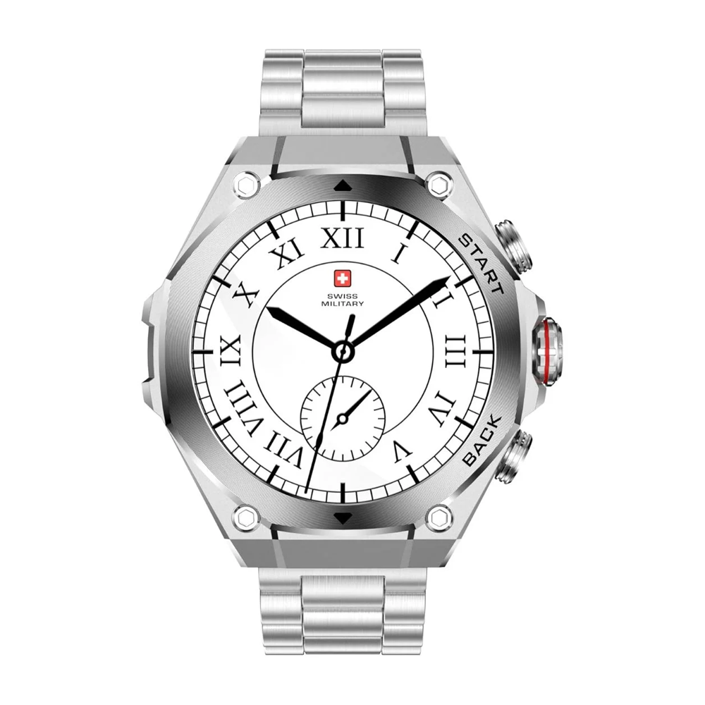 Swiss Military DOM 6 Smart Watch Silver Metal Case With Silver Metal Strap