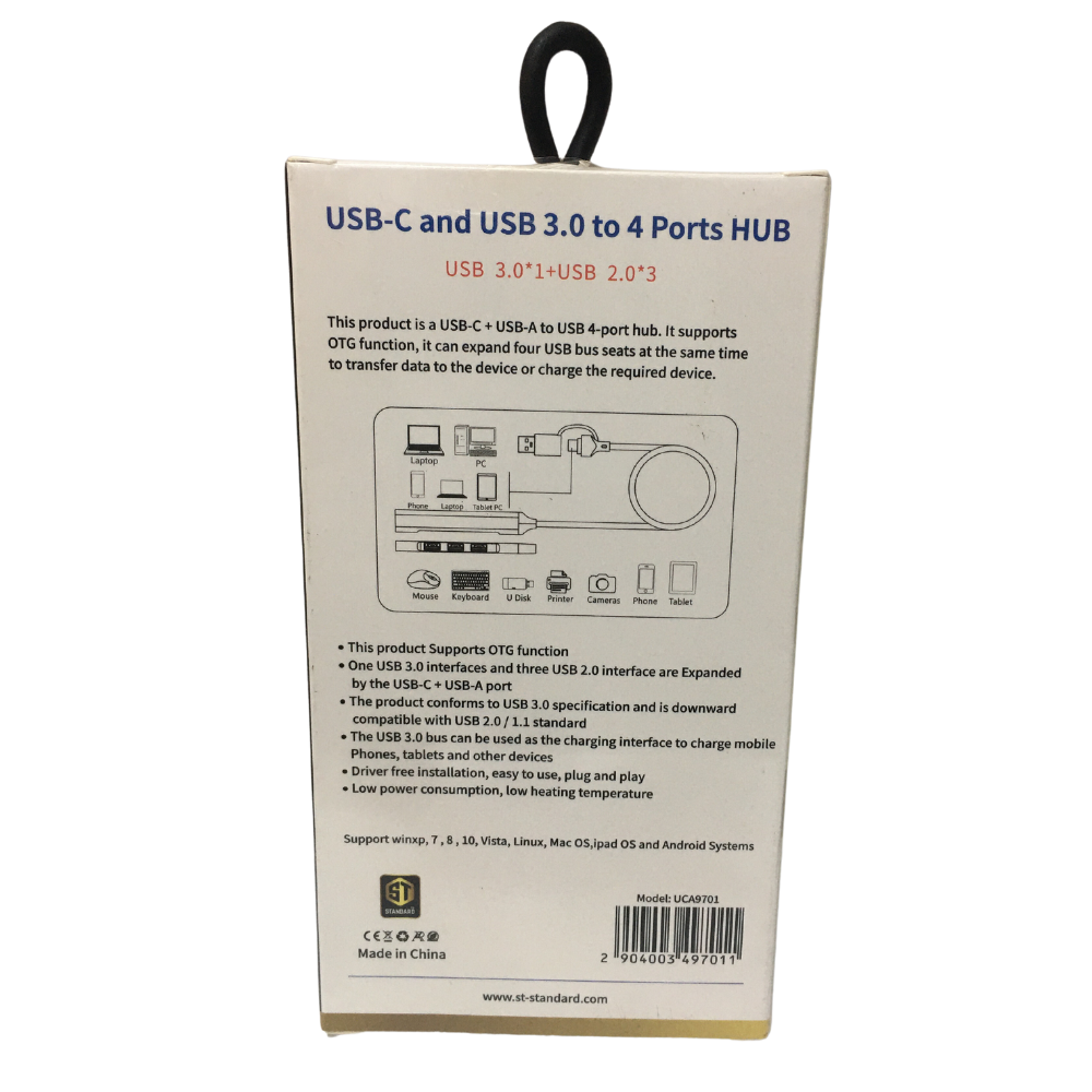 HUB Type-c & USB 3.0 To 4 Ports USB Standard ST-UCA9701