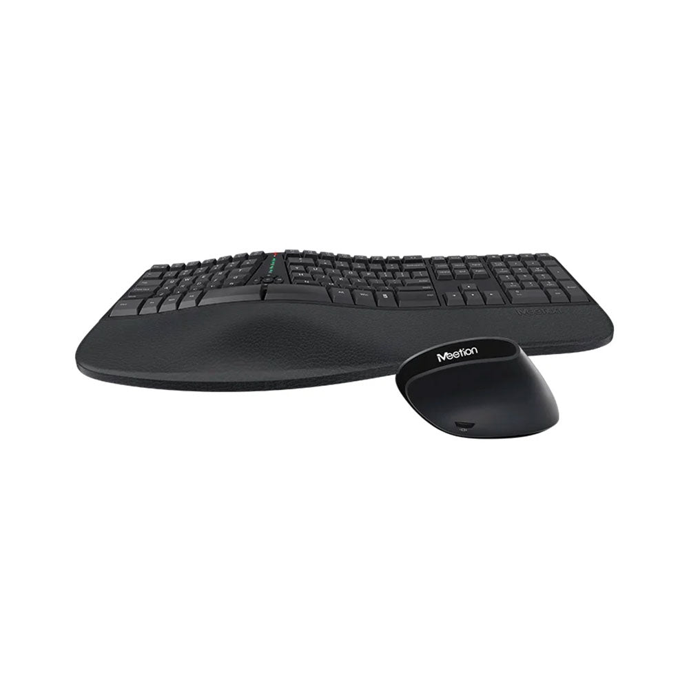 Meetion DirectorC Ergonomic Rechargeable Wireless Keyboard + Mouse Combo - Black
