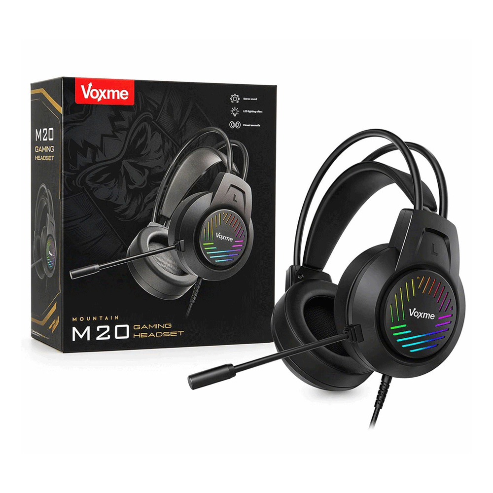Voxme M20 Wired LED Light Gaming Headphone (USB) - Black